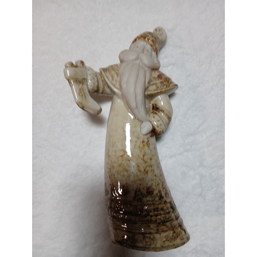 Vintage Ceramic Christmas‎ Santa Figurine - Rustic Marbled Holding Stocking 12" - Picture 3 of 9